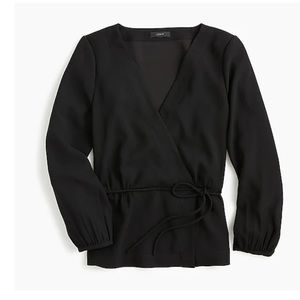 NWT J.Crew crepey faux wrap top 0P in black
